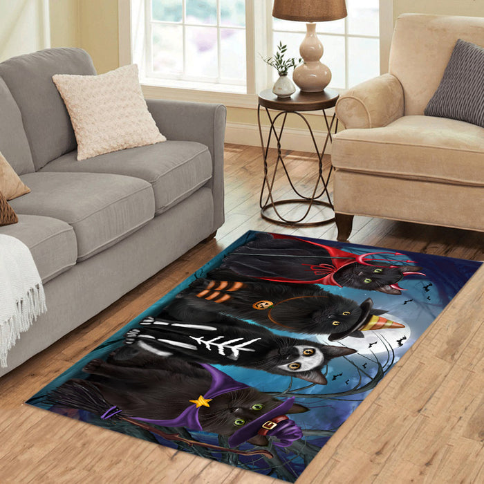 Halloween Trick or Teat Black Cats Area Rug