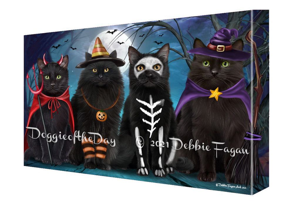 Happy Halloween Trick or Treat Black Cats Canvas Wall Art - Premium Quality Ready to Hang Room Decor Wall Art Canvas - Unique Animal Printed Digital Painting for Decoration