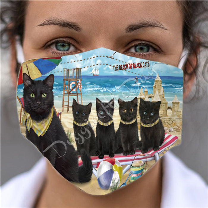 Pet Friendly Beach Black Cats Face Mask FM49078