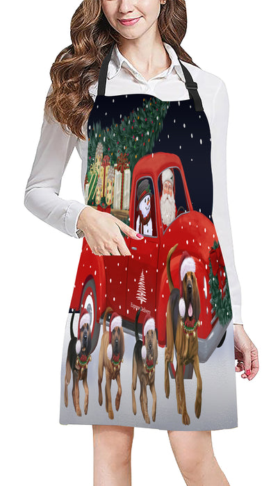 Christmas Express Delivery Red Truck Running Bloodhound Dogs Apron Apron-48105