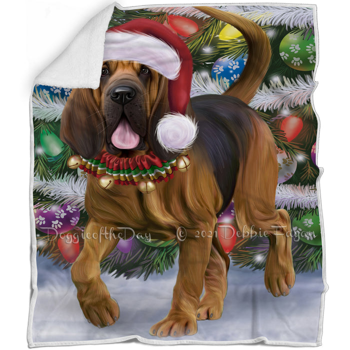 Trotting in the Snow Bloodhound Dog Blanket BLNKT142756