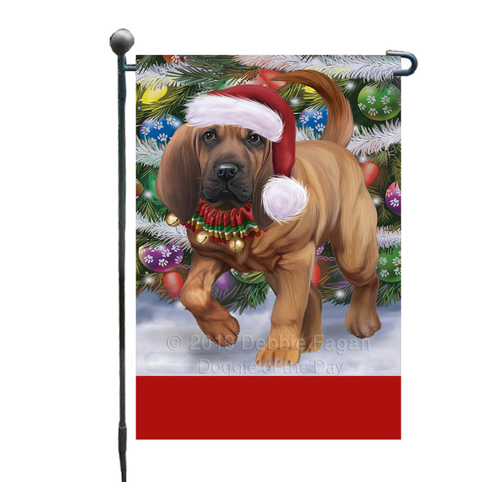 Personalized Trotting in the Snow Bloodhound Dog Custom Garden Flags GFLG-DOTD-A60677