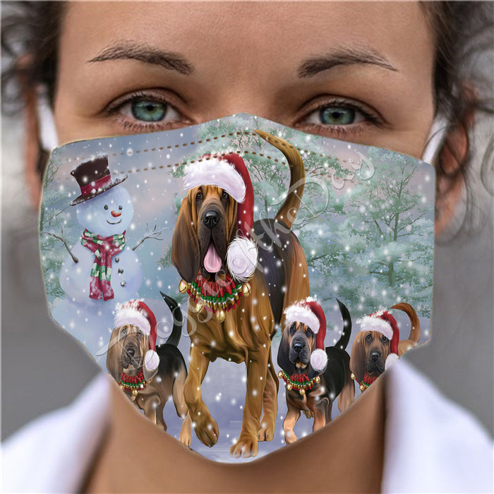 Christmas Running Fammily Bloodhound Dogs Face Mask FM48698