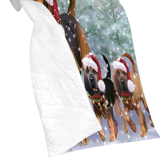 Christmas Running Fammily Bloodhound Dogs Quilt