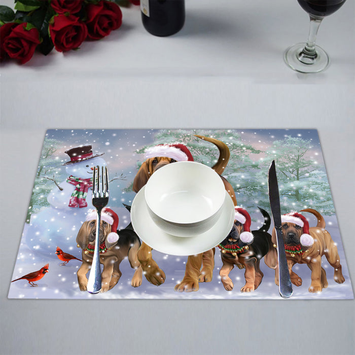 Christmas Running Fammily Bloodhound Dogs Placemat