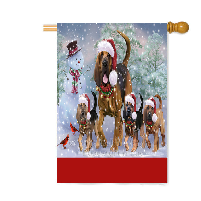 Personalized Christmas Running Family Bloodhound Dogs Custom House Flag FLG-DOTD-A60375