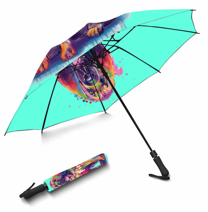 Custom Pet Name Personalized Watercolor Bloodhound DogSemi-Automatic Foldable Umbrella