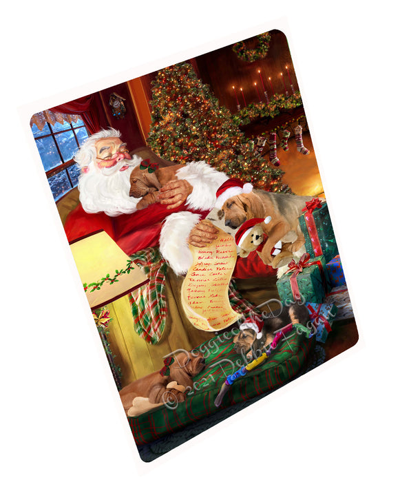 Santa Sleeping with Bloodhound Dogs Cutting Board - Easy Grip Non-Slip Dishwasher Safe Chopping Board Vegetables C79141