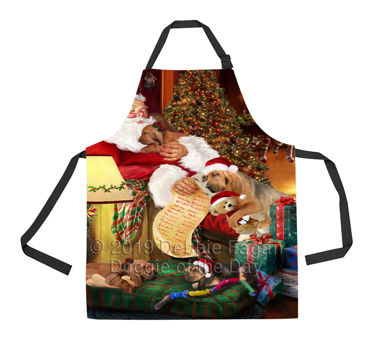 Santa Sleeping with Bloodhound Dogs Apron