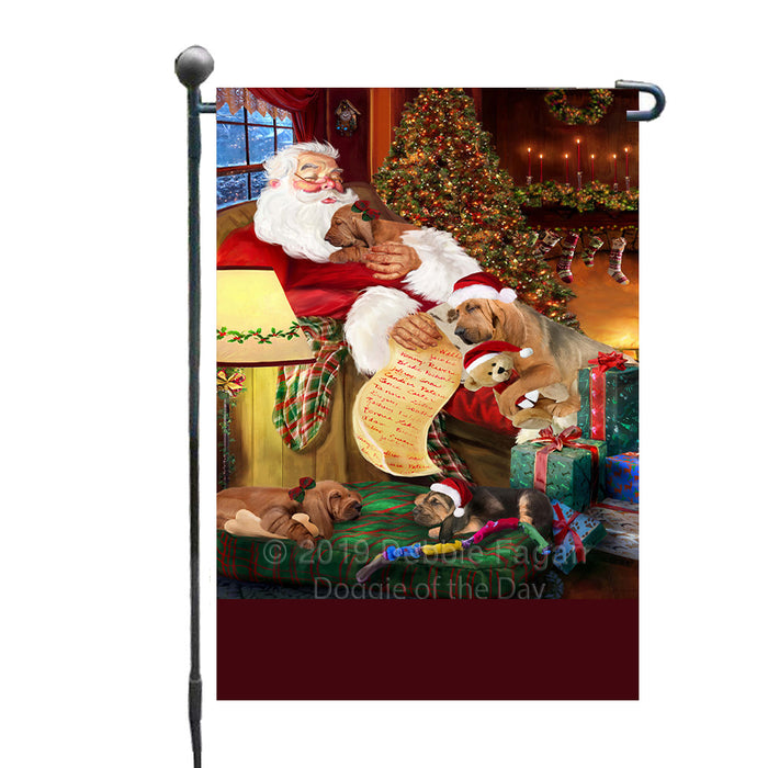 Personalized Bloodhound Dogs and Puppies Sleeping with Santa Custom Garden Flags GFLG-DOTD-A62603