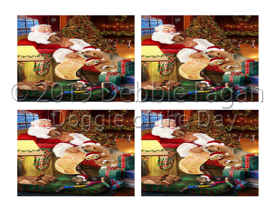 Santa Sleeping with Bloodhound Dogs Placemat