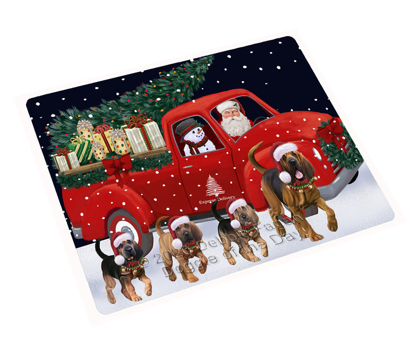 Christmas Express Delivery Red Truck Running Bloodhound Dogs Cutting Board - Easy Grip Non-Slip Dishwasher Safe Chopping Board Vegetables C77740