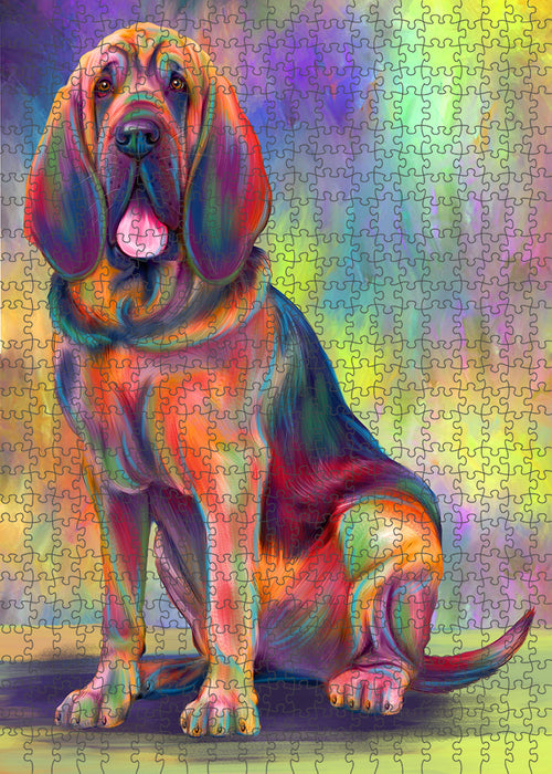 Paradise Wave Bloodhound Dog Portrait Jigsaw Puzzle for Adults Animal Interlocking Puzzle Game Unique Gift for Dog Lover's with Metal Tin Box