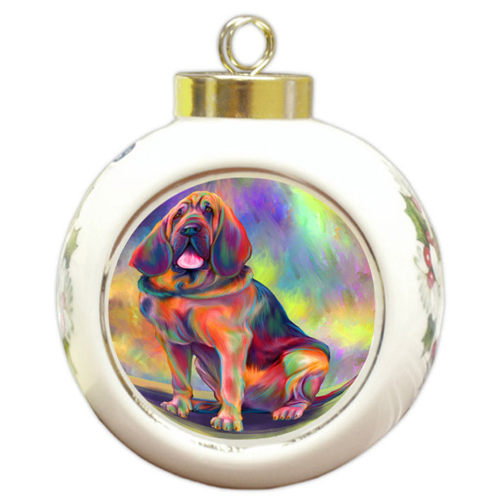 Paradise Wave Bloodhound Dog Round Ball Christmas Ornament RBPOR58715