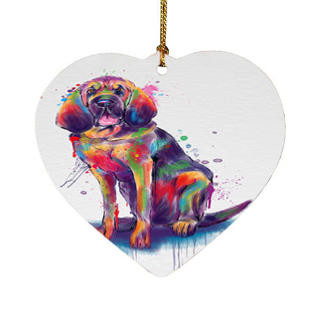 Watercolor Bloodhound Dog Heart Christmas Ornament HPORA58773