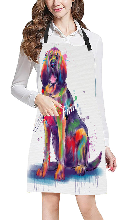 Custom Pet Name Personalized Watercolor Bloodhound Dog Apron