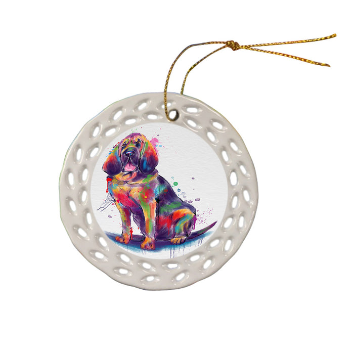 Watercolor Bloodhound Dog Doily Ornament DPOR58424