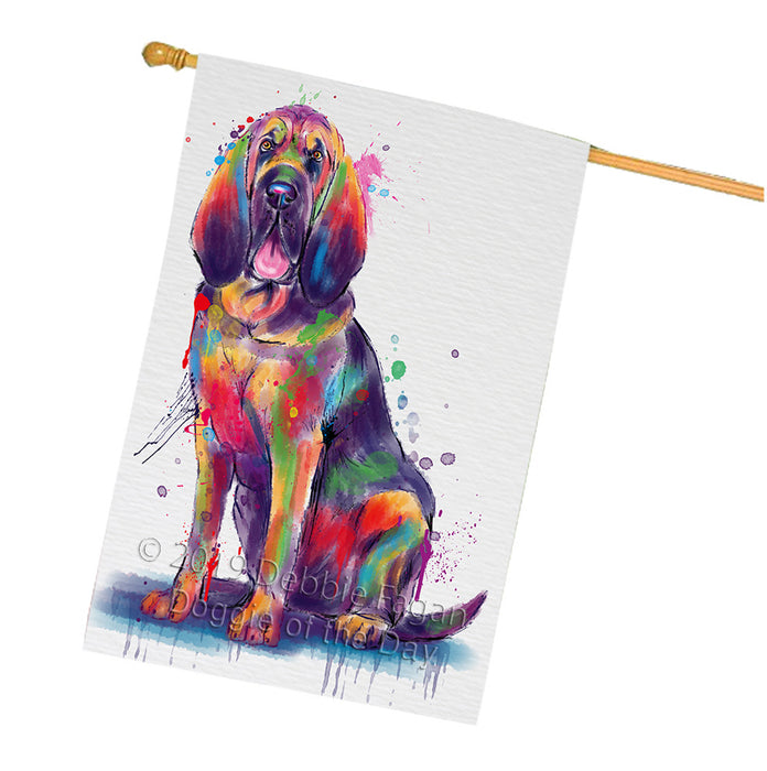 Watercolor Bloodhound Dog House Flag FLG66409