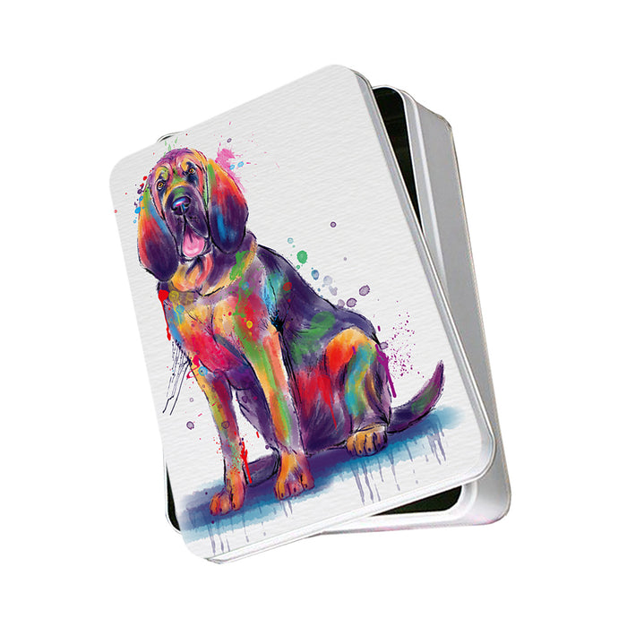Watercolor Bloodhound Dog Photo Storage Tin PITN57482