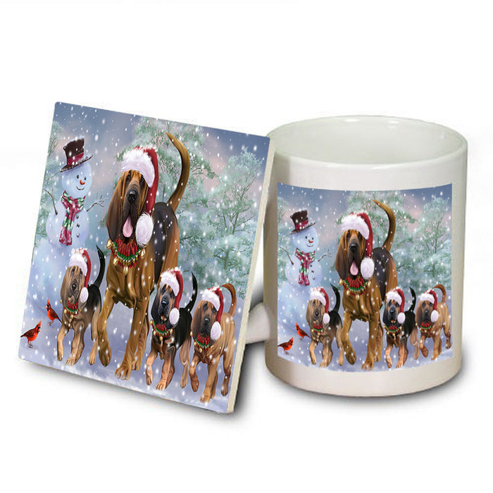 Christmas Running Family Bloodhound Dogs Mug and Coaster Set MUC57118