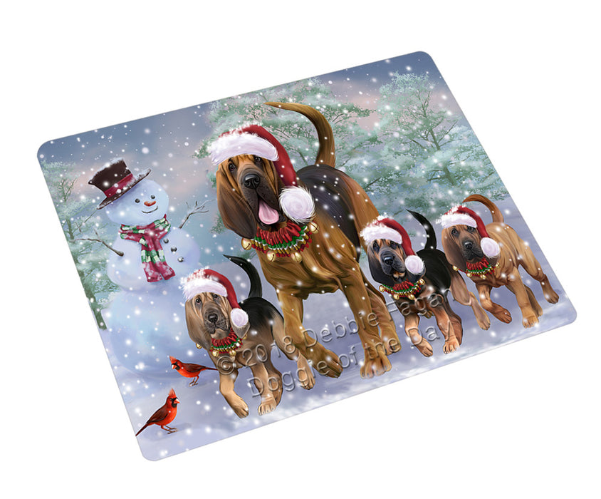 Christmas Running Family Bloodhound Dogs Small Magnet MAG76251
