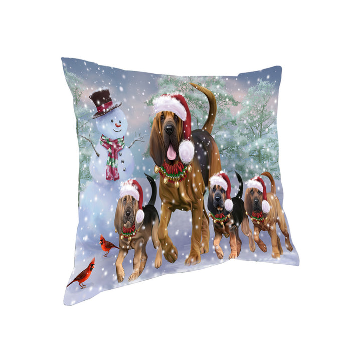 Christmas Running Family Bloodhound Dogs Pillow PIL83660