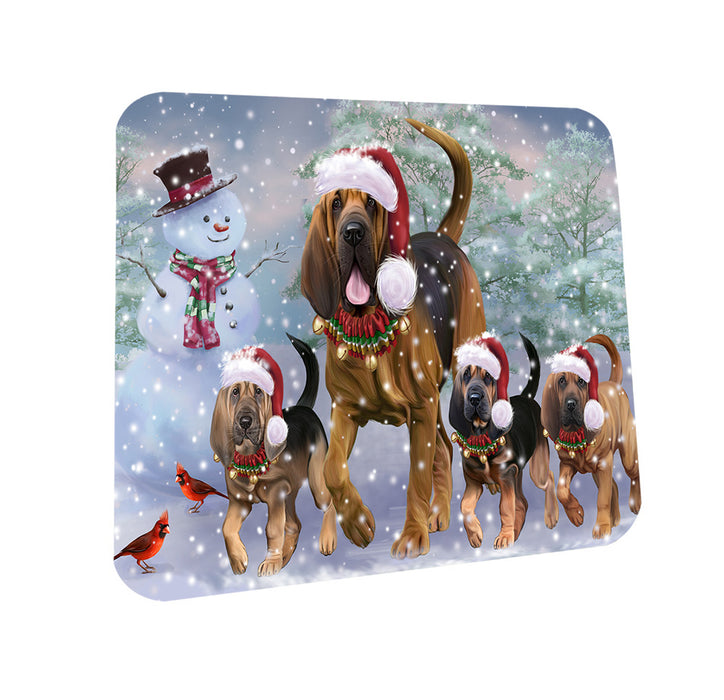 Christmas Running Family Bloodhound Dogs Coasters Set of 4 CST57084
