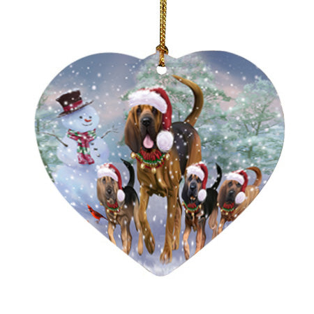 Christmas Running Family Bloodhound Dogs Heart Christmas Ornament HPOR57412