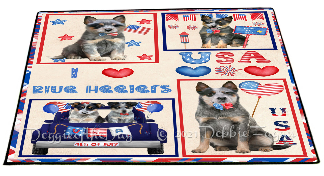 4th of July Independence Day I Love USA Blue Heeler Dogs Floormat FLMS56137 Floormat FLMS56137