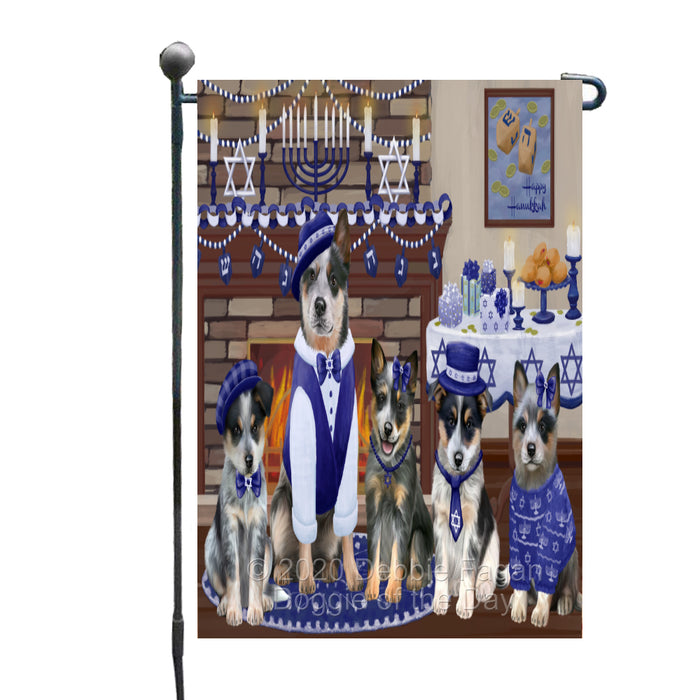 Happy Hanukkah Family Blue Heeler Dogs Garden Flag GFLG65963