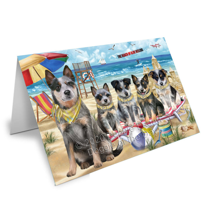 Pet Friendly Beach Blue Heeler Dogs Handmade Artwork Assorted Pets Greeting Cards and Note Cards with Envelopes for All Occasions and Holiday Seasons