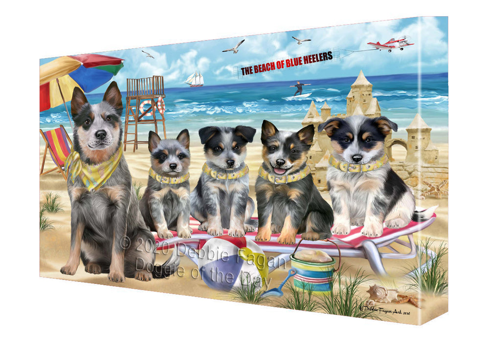 Pet Friendly Beach Blue Heeler Dogs Canvas Wall Art - Premium Quality Ready to Hang Room Decor Wall Art Canvas - Unique Animal Printed Digital Painting for Decoration