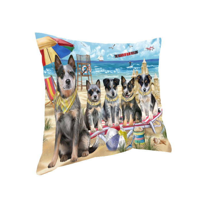 Pet Friendly Beach Blue Heeler Dogs Pillow with Top Quality High-Resolution Images - Ultra Soft Pet Pillows for Sleeping - Reversible & Comfort - Ideal Gift for Dog Lover - Cushion for Sofa Couch Bed - 100% Polyester