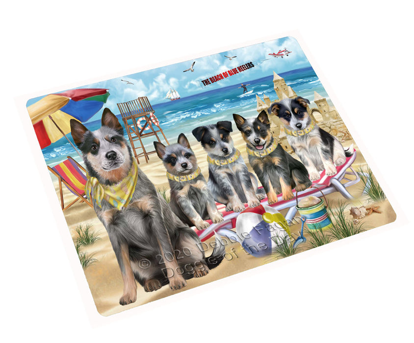 Pet Friendly Beach Blue Heeler Dogs Cutting Board - For Kitchen - Scratch & Stain Resistant - Designed To Stay In Place - Easy To Clean By Hand - Perfect for Chopping Meats, Vegetables