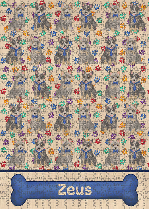Rainbow Paw Print Blue Heeler Dogs Puzzle with Photo Tin PUZL97584