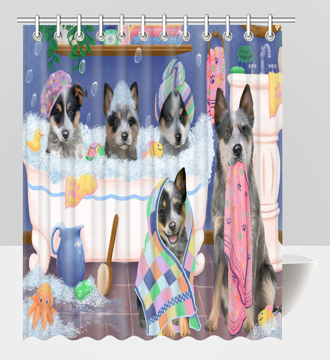 Rub A Dub Dogs In A Tub Blue Heeler Dogs Shower Curtain