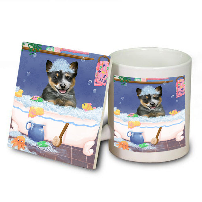 Rub A Dub Dog In A Tub Blue Heeler Dog Mug and Coaster Set MUC57306