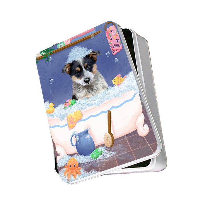 Rub A Dub Dog In A Tub Blue Heeler Dog Photo Storage Tin PITN57255