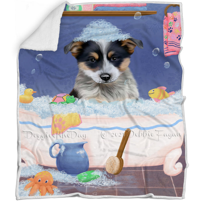 Rub A Dub Dog In A Tub Blue Heeler Dog Blanket BLNKT143012