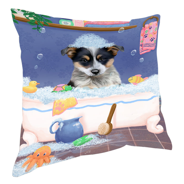 Rub A Dub Dog In A Tub Blue Heeler Dog Pillow with Top Quality High-Resolution Images - Ultra Soft Pet Pillows for Sleeping - Reversible & Comfort - Ideal Gift for Dog Lover - Cushion for Sofa Couch Bed - 100% Polyester, PILA90391