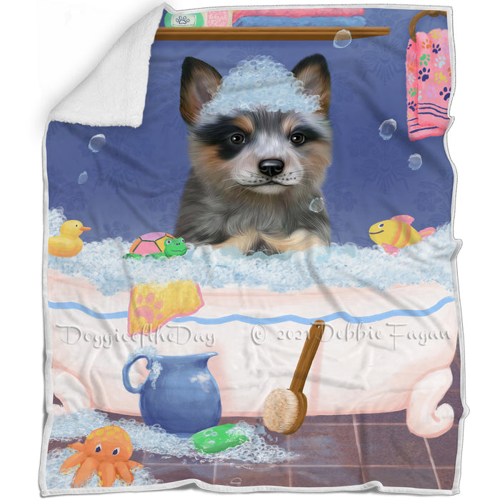Rub A Dub Dog In A Tub Blue Heeler Dog Blanket BLNKT143013