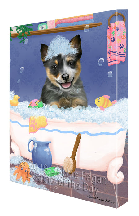 Rub A Dub Dog In A Tub Blue Heeler Dog Canvas Print Wall Art Décor CVS142334