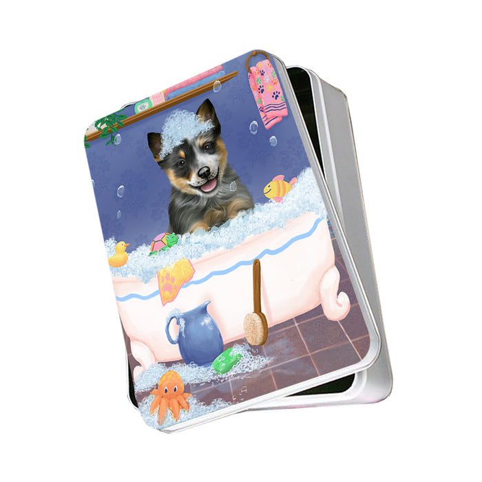 Rub A Dub Dog In A Tub Blue Heeler Dog Photo Storage Tin PITN57257