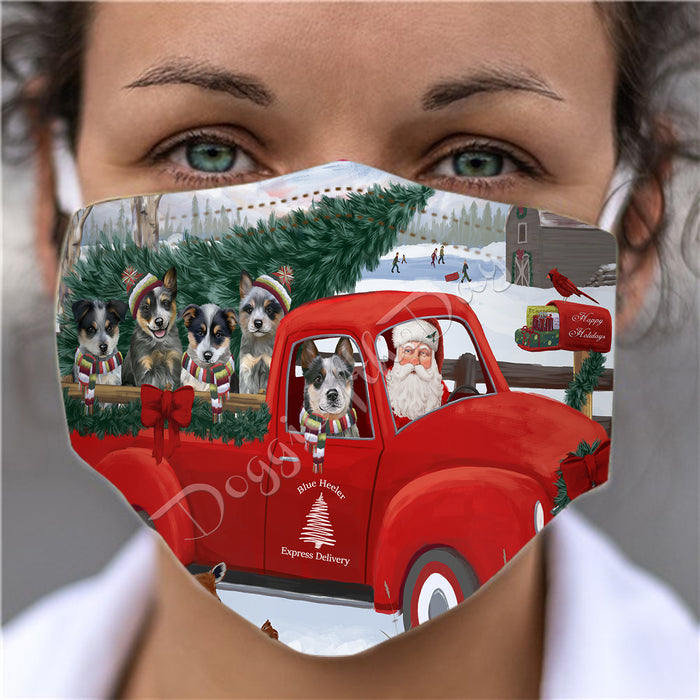 Christmas Santa Express Delivery Red Truck Blue Heeler Dogs Face Mask FM48417