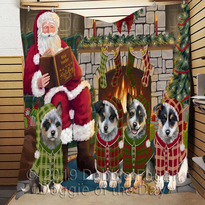 Christmas Cozy Holiday Fire Tails Blue Heeler Dogs Quilt
