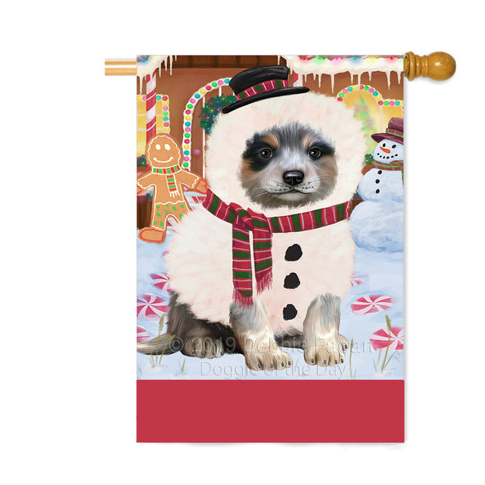 Personalized Gingerbread Candyfest Blue Heeler Dog Custom House Flag FLG63739