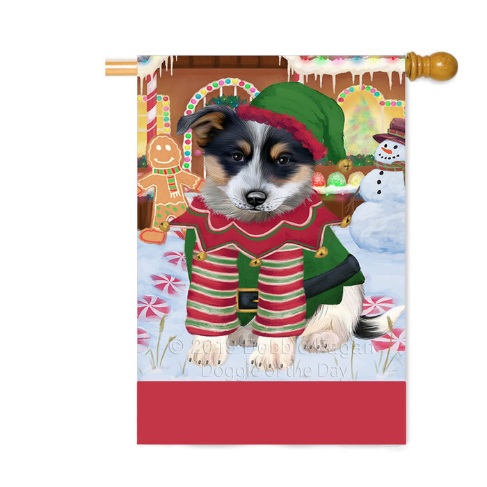 Personalized Gingerbread Candyfest Blue Heeler Dog Custom House Flag FLG63741