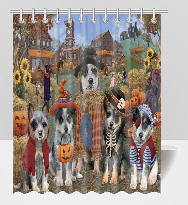 Halloween 'Round Town Blue Heeler Dogs Shower Curtain