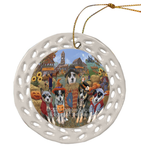 Halloween 'Round Town Blue Heeler Dogs Doily Ornament DPOR58012