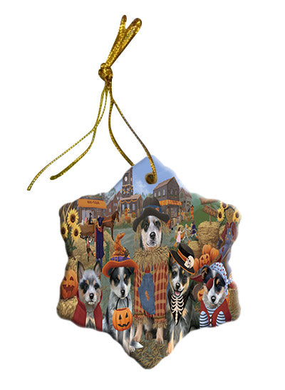 Halloween 'Round Town Blue Heeler Dogs Star Porcelain Ornament SPOR57476